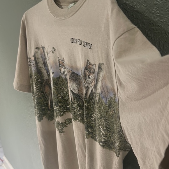 Vintage 90s Wolf Shirt All Over Print Bear Country USA Art Unlimited Nature - Picture 5 of 10